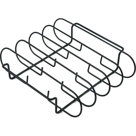 (Noir)Support à Côtes Barbecue,BBQ Rib Rack Support,Support pour Côtes Barbecue Métal,Support de Côtes Griller Fumer,Support de Poulet à Griller,pour Griller Steaks,Côtes Levées,Poulet Grillé (1/5)