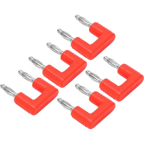 5 Stück J.20004 Bananenstecker, Doppelstecker, 19 mm Abstand, Kupfer, vernickelt, rot (1/5)