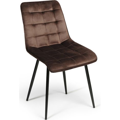 Le Quai Des Affaires – Chaise de salle à manger MUSE – Tissu velours marron – Pieds en métal – Dimensions L 60 x P 45 x H 84 cm – Hauteur d'assise 48 cm (1/4)