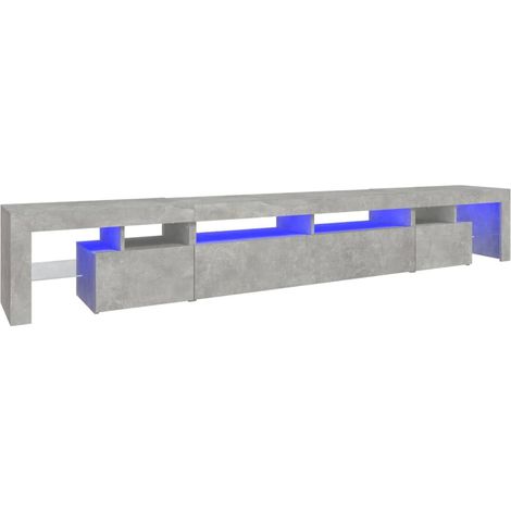 Mueble TV multimedia estantería para televisión buffet para televisión comedor salón dormitorio con luces LED 260 x 36,5 x 40 cm gris 020026574
