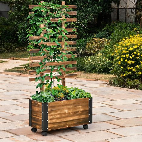Porte-plantes verkohlt en tannenholz 65 x 31 x 147 cm (1/5)
