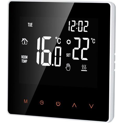 Termostato digital 16A - Pantalla LCD - Táctil - Programable - Para hogar, escuela, oficina, hotel, blanco (1/4)