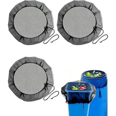 Filets de Protection pour Récupérateur d'Eau de Pluie 95 cm, Filet Anti-Insectes et Anti-Feuilles avec Cordon de Serrage, Protection Contre les Moustiques (1/5)