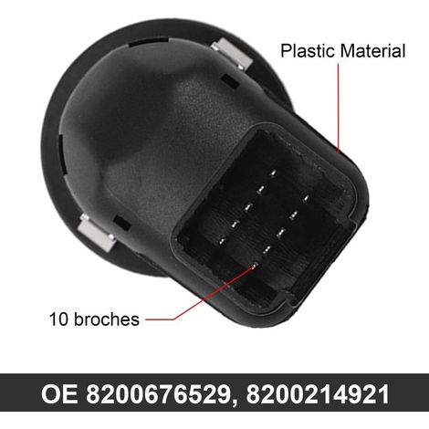 Spiegelverstellschalter, 8200214921 8200676529, kompatibel mit Renault Clio Mk4 (2013–2015), Modus (2007–2012), Captur (2013–2017), 10-polig (1/5)