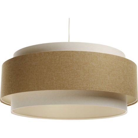 Suspension boho élégant en tissu structuré pour salon cosy - beige crème avec dessous ivoire (1/5)