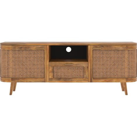 Meuble TV en bois de manguier et cannage 145 cm - WAVA (1/5)