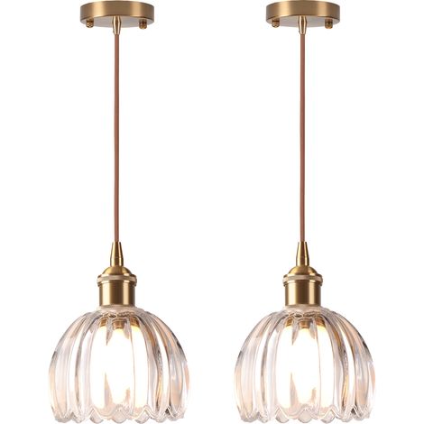 2PCS Lámpara Colgante De Vidrio, Lámpara De Techo Interior Vintage,Plafones Retro, Lámpara Colgante Moderna Para Dormitorio, Pasillo