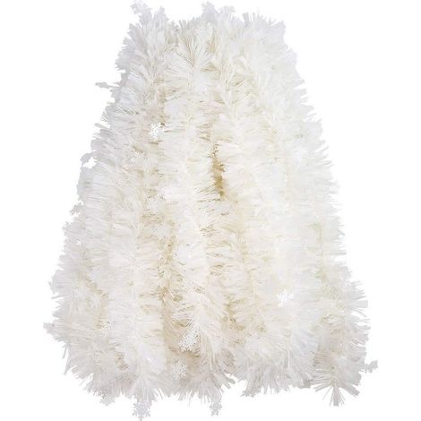 Lametta-Girlande mit Schneeflocken, 10m, weiß, metallic