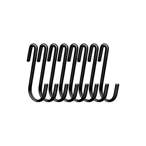 Lot de 20 crochets en S robustes de 6 cm en forme de S pour cuisine, salle de bain, chambre à coucher et bureau (noir) (1/5)