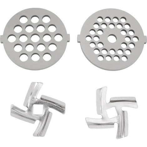 Kit 4 Pièces Hachoir à Viande : 2 Lames + 2 Grilles en Acier Inoxydable Universel, Accessoires de Rechange Robustes pour Broyeur Alimentaire (1/5)