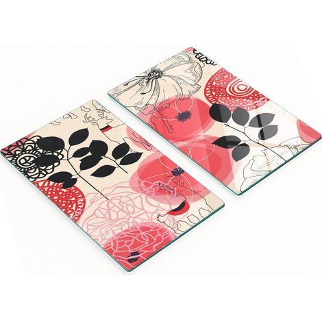 Juego de tablas de cocina de vidrio templado con estampado floral, 2 x 30 x 52 cm. (1/5)