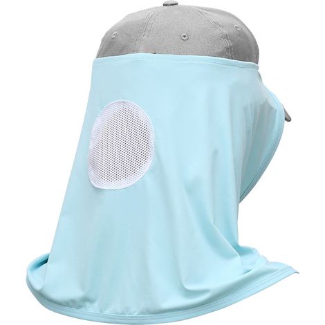 Couvre-tête rafraîchissant en polyester respirant, protection solaire UV, tour de cou pour les sports de plein air, bleu (1/5)