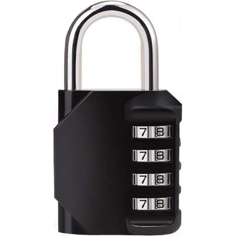 4-Digit Combination Lock, Rustproof Padlock, Security Padlock, Metal and Plated Steel, Weather Resistant, Pattern for School, Gym, Locker (1/5)