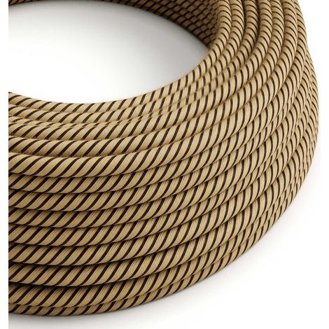 Creative-Cables Cavo elettrico rivestito in tessuto, 2 x 0,75 mm², 50 m, Tabacco ERD21, Rotondo, Cotone e juta