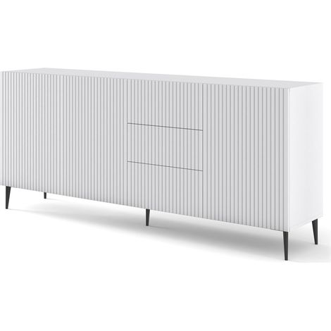 Mobile tv soggiorno RAVENNA cm 200x42x87H Bianco opaco piedi neri BIM FORNITURE (1/4)
