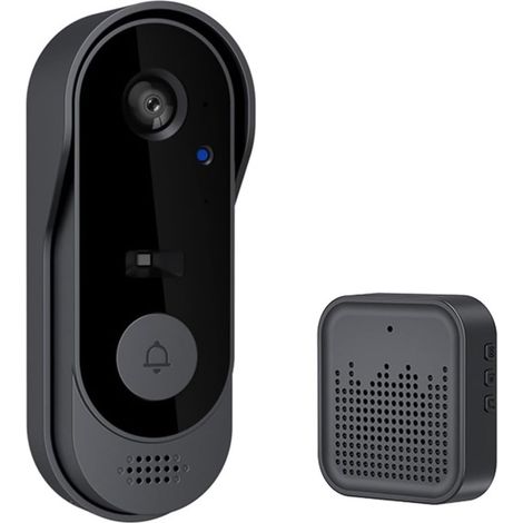 Sonnette vidéo intelligente Wi-Fi avec caméra 1080p HD, vision nocturne infrarouge, interphone sans fil USB-AquaForge (1/5)