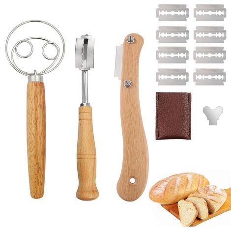 Lame Boulanger, Fouet à Pâte Danois, Lame a Pain, Fouet Danois, Couteau de Boulanger, fouet à Pâte à Pain, Lame pain Boulanger, avec 10 Lames, pour Baguettes, pâte, DIY et Cuisson (1/5)