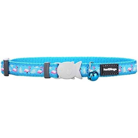 Collier pour Chat - RED DINGO - Flamant Rose Turquoise - 12 mm - 20-32 cm - Clip sécurité (1/2)