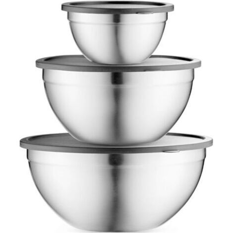 Le set de bols mélangeurs Table Concept, avec son couvercle hermétique, est fabriqué en acier inoxydable et permet un gain de place. Il est idéal pour cuisiner, pâtisser, préparer des aliments et bien (1/5)