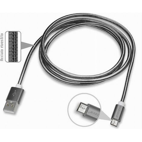 MaxTech - Cavo Usb Steel Edition X Smartphone 5 Pin 5volt - 2100ma 1,0 Mt Maxtech F-s013 - (1/5)