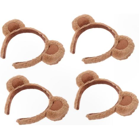 Braunes Stoffstirnband mit Bärenohren für Mädchen, weiches und bequemes Accessoire fürs Gesicht (1/5)