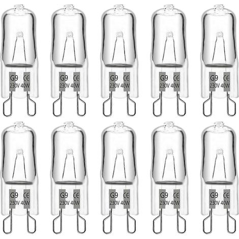 Ampoule halogène G9 40 W 230 V, 560 lm, blanc chaud, dimmable, ampoules capsules G9, pour lustres, lampes d'extérieur, appliques murales, éclairage de meubles, lot de 10 (1/5)
