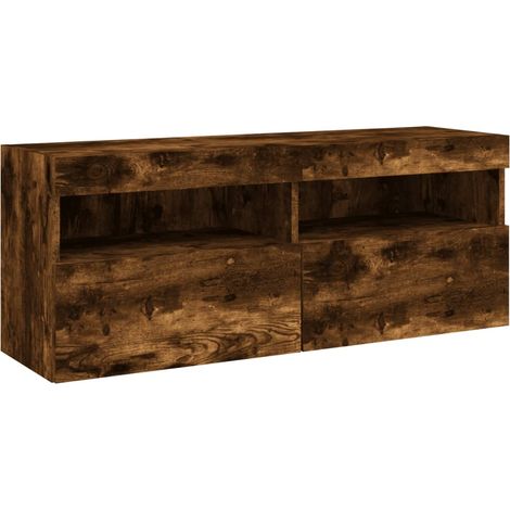 Mobile TV multimediale scaffale TV credenza TV sala da pranzo soggiorno camera da letto a parete con luci a LED rovere affumicato 100 x 30 x 40 cm marrone 020027966