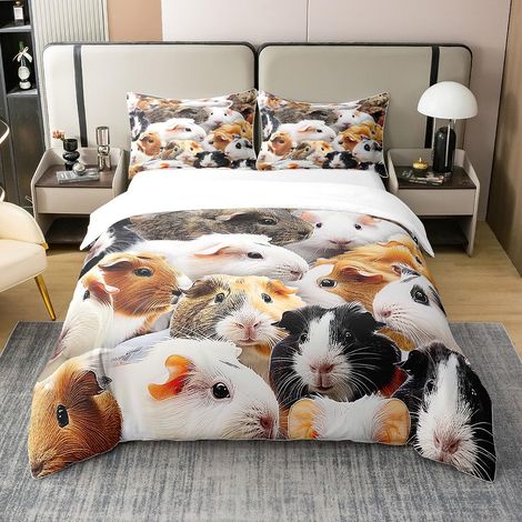 Housse de couette 100 % coton bio - Motif cochon d'Inde - Belle souris - Pour enfants, garçons et filles - Parure de lit 3D - Pour décoration de chambre à coucher - Motif Kawaii Pet - 135 x 200 cm (1/5)