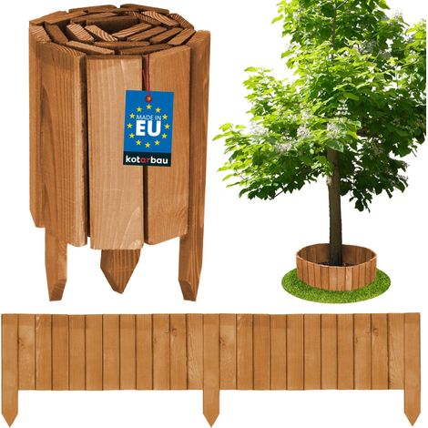 KOTARBAU® Bordure Jardin Exterieur Bois - 110 x 20 cm - Cloture Bois Jardin - Chêne - Palissade Flexible - Décoration Jardin