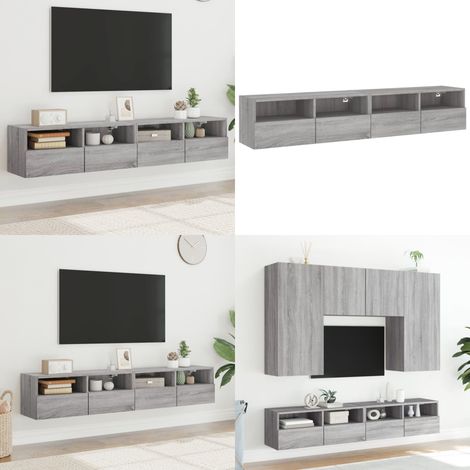 TV-Wandschränke 2 Stk. Grau Sonoma 80x30x30 cm Holzwerkstoff - Wandregal - Stauraum (1/5)