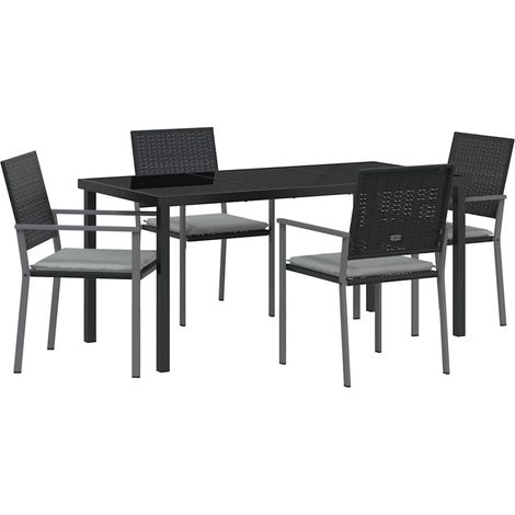 Maison Exclusive - Set da Pranzo per Giardino 5 pcs Nero e Grigio Chiaro