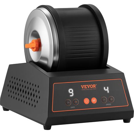 VEVOR Lucidatrice Elettrica per Rocce, Carico 1,81 kg, 4 Livelli di Velocita, Set per Lucidatura con Pietre con Timer, Pannello di Controllo, Protezione da Sovraccarico e Adattatore, Nero