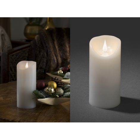 LED Echtwachskerze mit Flamme & Timer, Ø 7,5cm, Höhe 17,5cm, Batteriebetrieb (1/5)