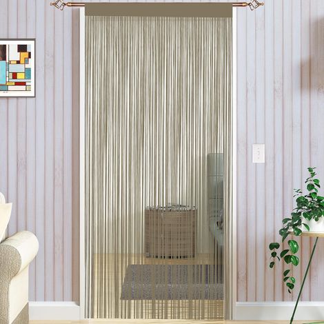 Rideaux à cordes style spaghetti faits à la main Divise-pièces multifonctions Grillage-moustiquaire pour fenêtres et portes, ecru, 90x200cm (1/5)