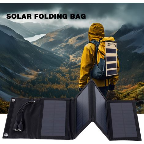 Tragbares 10-W-Solarladegerät mit 5-V-2-USB-Schnellladekit, faltbar, ideal für Reisen im Freien, Angeln und Mobiltelefone.