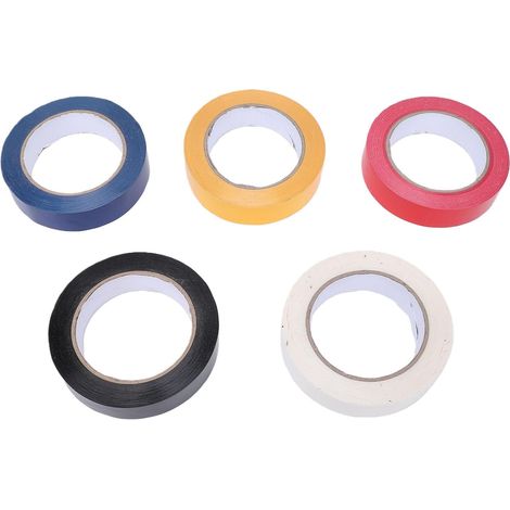 5 pièces Rubans de marquage au Sol Jaune Rouge Bleu Noir Blanc Rubans de Sol de 1 Pouce de Largeur pour Le marquage de Distance Sociale sur Le Terrain de Sport de Plein air (1/5)