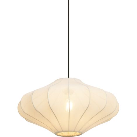 Japandi-Hängelampe Beige mit Stoffschirm 50cm - Plu