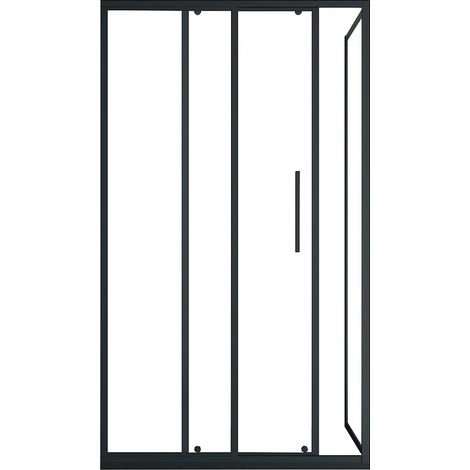 Porta per doccia fissa con porta scorrevole 120 x 80 x 195 cm Nero opaco Stile industriale - TORONI (1/5)