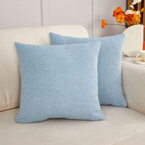 Housse De Coussin - Lin - 45 X 45 Cm - Fermeture Éclair Cachée - Pour Canapé Chaise Lit Jardin Intérieur Extérieur - 2 Pièces (1/5)