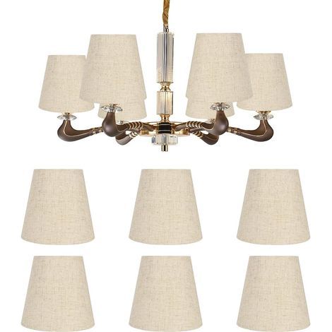 6 pièces Lustre Abat Jour Moderne E14 Clip sur Toile de Jute Naturelle Lustre Abat Jour Droplight Applique Petit Abat Jour Tissu Abat Jour tre 14 (1/4)