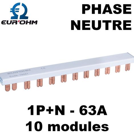 Peigne horizontal 1P+N pour interrupteur différentiel 40A et 63A - type peigne horizontal - Peigne 1P+N 10 modules pour inter diff 63A