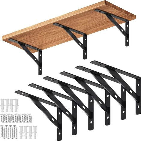 Black Heavy Duty Shelf Brackets with Screws,150mm X 95mm, 6 PCS  ,Used for Radiator Greenhouse Shelf Brackets, 15095mm 6PCS (1/5)