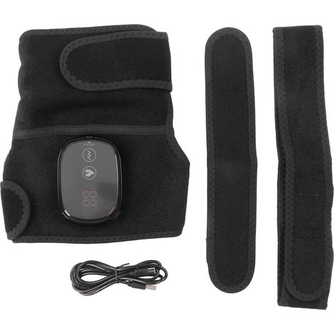 Appareil de massage chauffant 2 en 1 pour genoux et épaules, coussins chauffants électriques, masseur de genoux sans fil, noir (1/5)