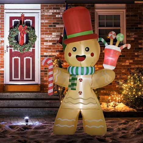 Père Noël gonflable, 2,35 m, avec lumières LED, résistant aux intempéries, avec soufflets, multicolore, décor de Noël (1/5)