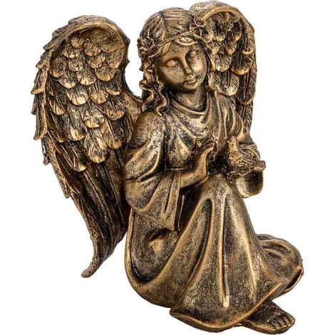 Figura de decoración angel de metal dorado 25.5x21.5x26h cm