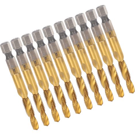 10 Stück M6-Sechskantgewindebohrer – 5,0 mm Bohrer, beschichtet, mit Spiralnut (1/5)