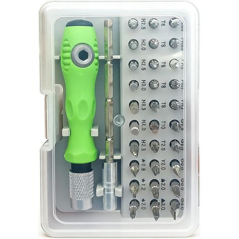 Kit tournevis de précision magnétique 32-en-1, embouts Star, Torx, Phillips, fendus, Hex - Set mini outil réparation pour lunettes, ordinateur portable, téléphone, montre, jouets (1/5)