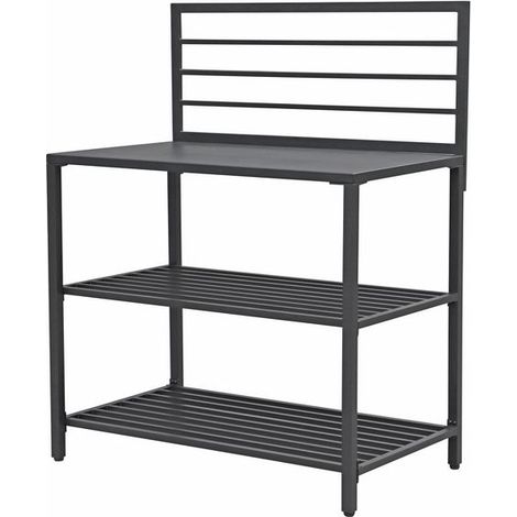 Barbecue module modulaire en aluminium verni pour cuisines extérieures, base de support avec 2 étagères, 61,5 x 100 x 130 cm Made in Italy