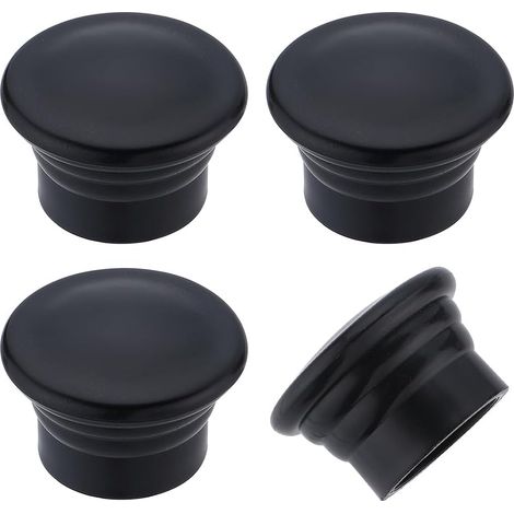 4 Cache-Tringle à Rideau Noir,Embouts de Rideau,Embouts de Rideau en Plastique de 28mm en Forme de Colonne,Têtes D'Embouts Décoratifs de Remplacement pour Maison Bureau Tringle Romaine (1/4)