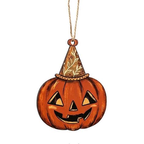 Wooden Ornament Set With Vintage Design For Halloween Tree And Mantel Decor (1/5)